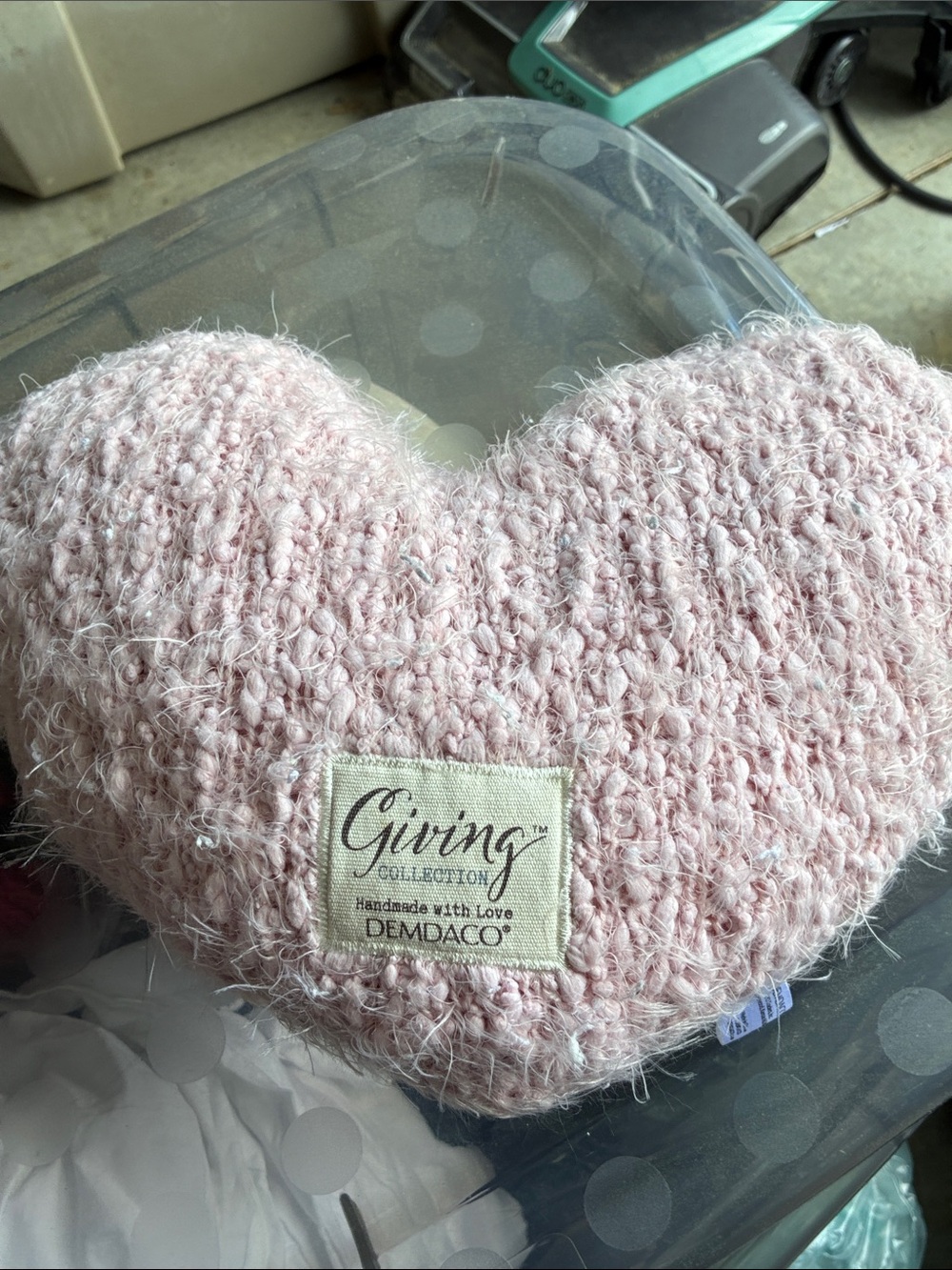 Demdaco Soft Pink Heart Knit Pillow